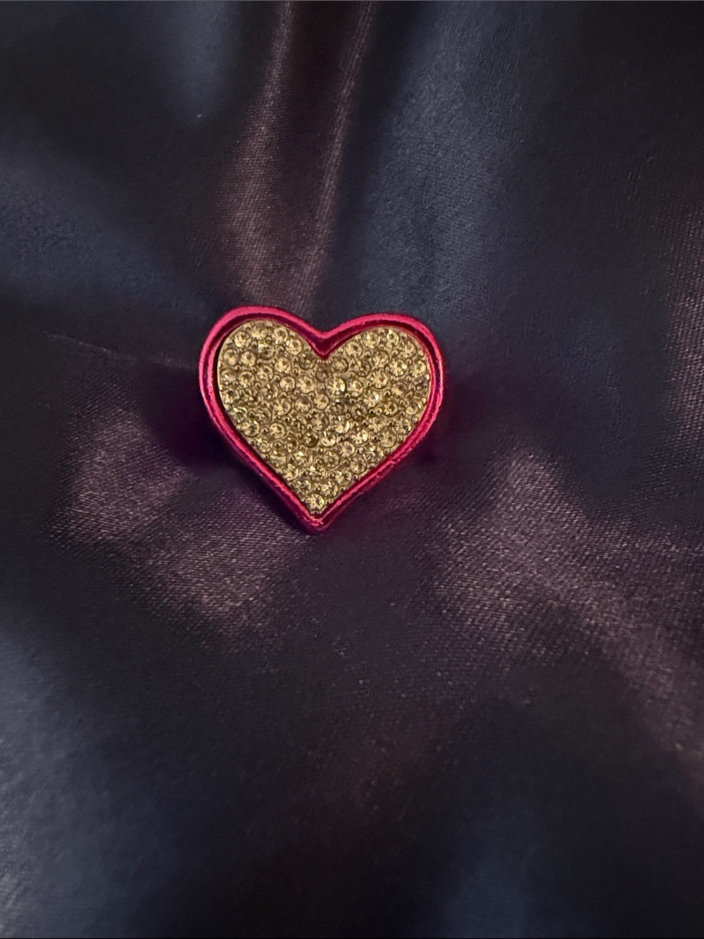 Gold Crystal Heart Pin with Pink Trim - Women's Jewelry